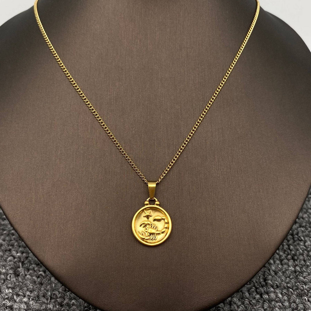 Coin Zodiac 18K Gold Plated SS Necklace