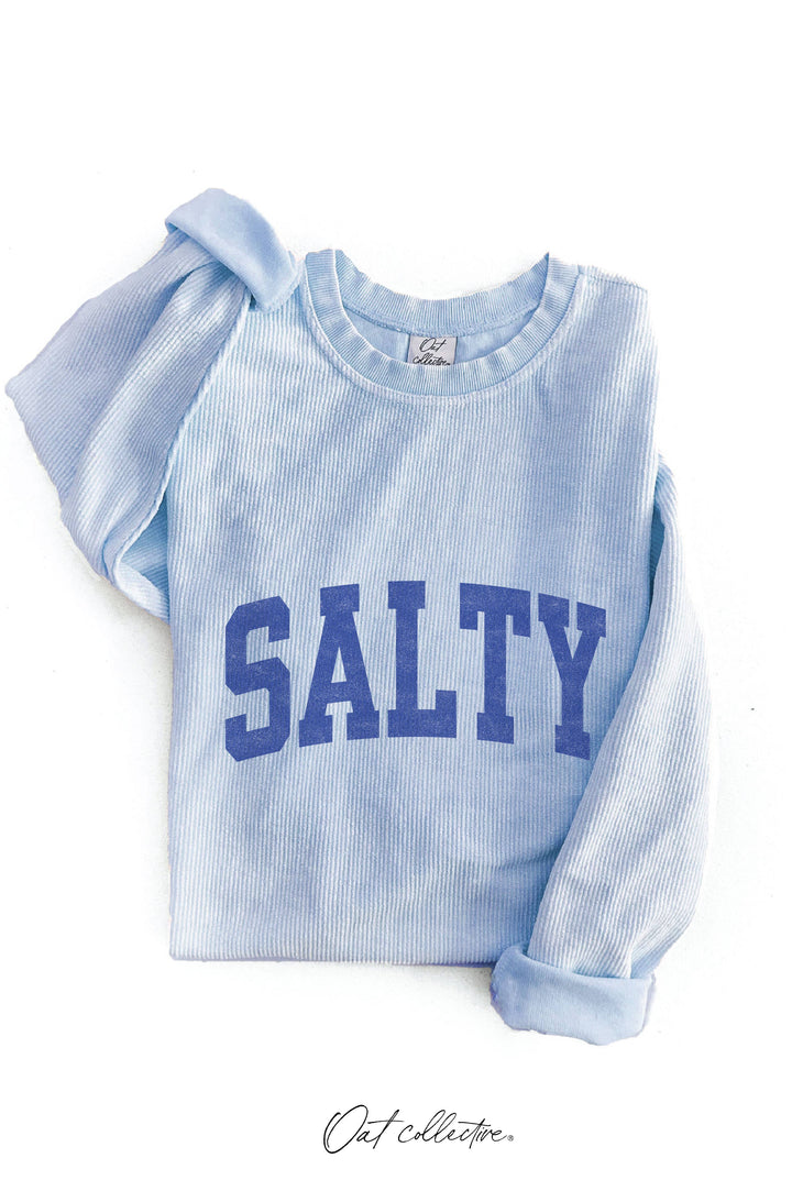 SALTY Thermal Vintage Pullover oversized mineral wash coastal boho sweatshirt for beach days