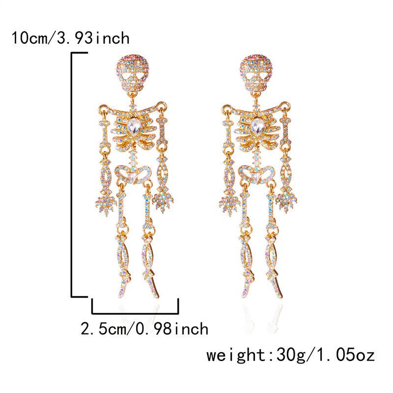 Sparkly Halloween Skeleton Earrings