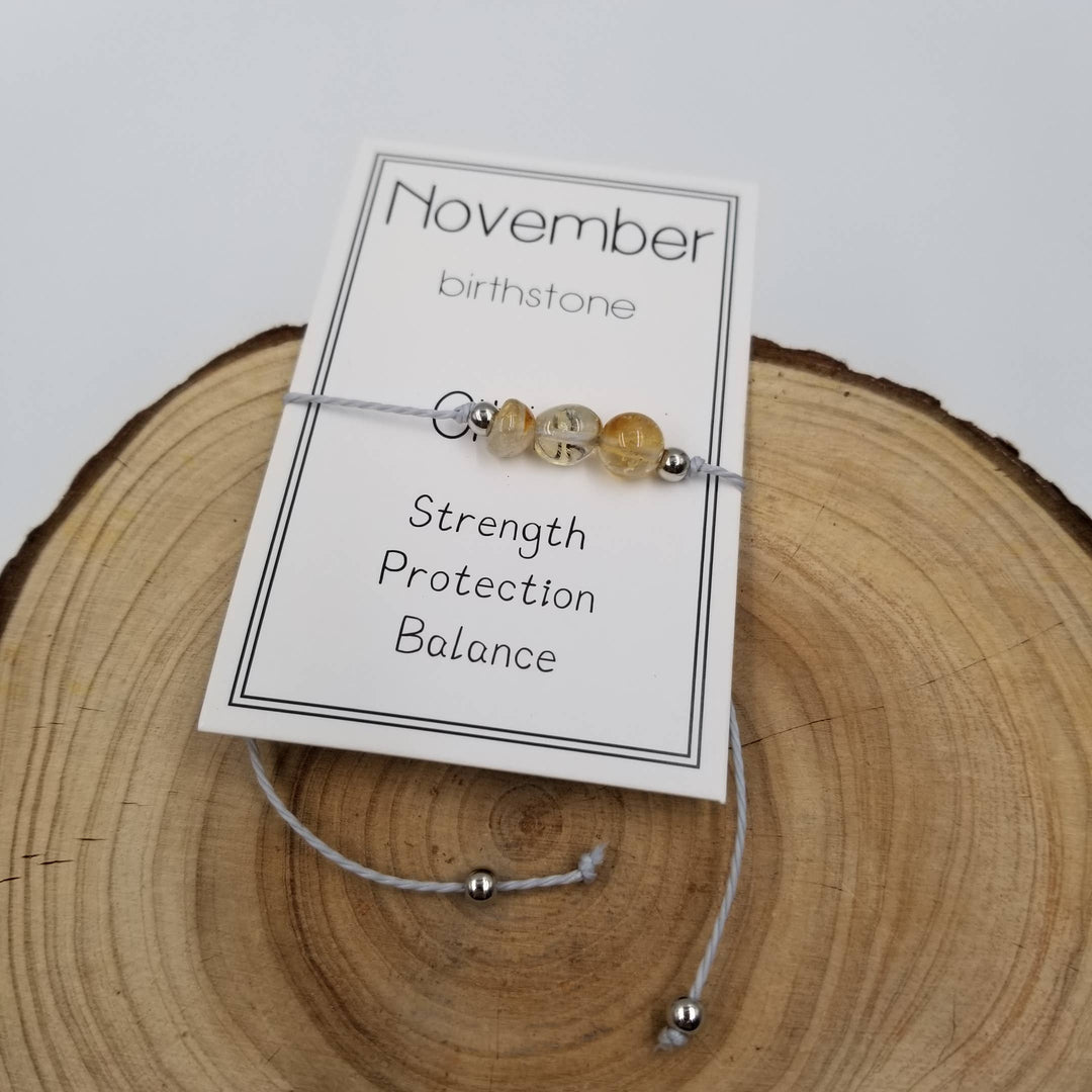 Handmade May birthday stone bracelet with green aventurine and gift card