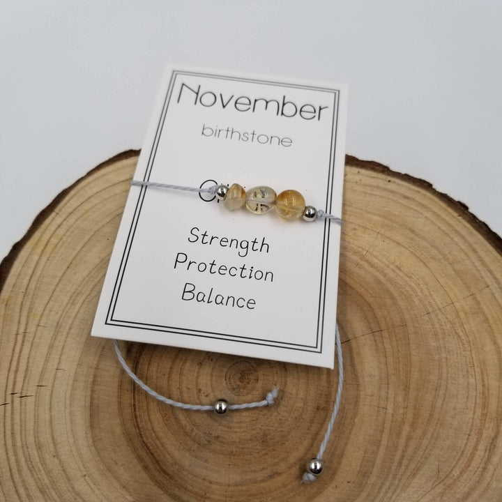 Handmade May birthday stone bracelet with green aventurine and gift card