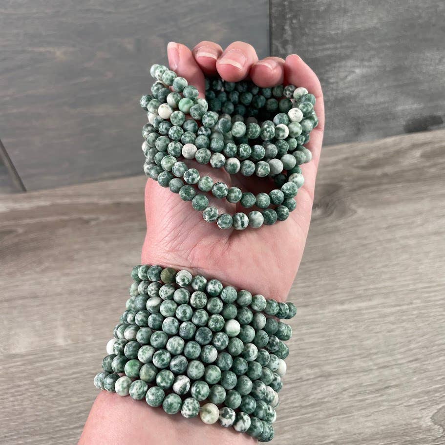 Healing crystal bracelet with 6mm round gemstone beads for coastal boho style