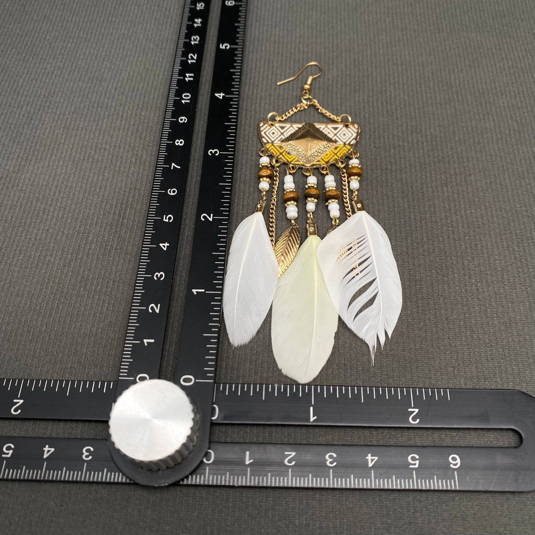 Multi-style White Feather Fringe Dangle Earrings