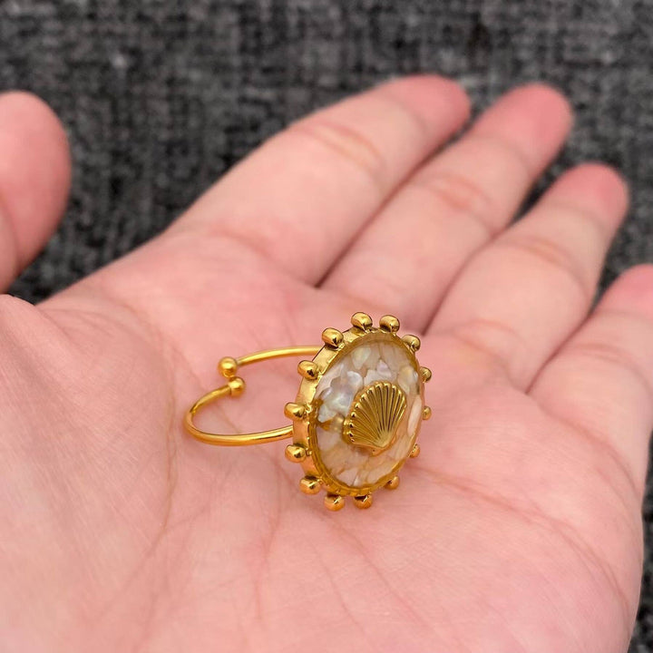 Shattered Shell 18K Gold Plated Scallop Ring