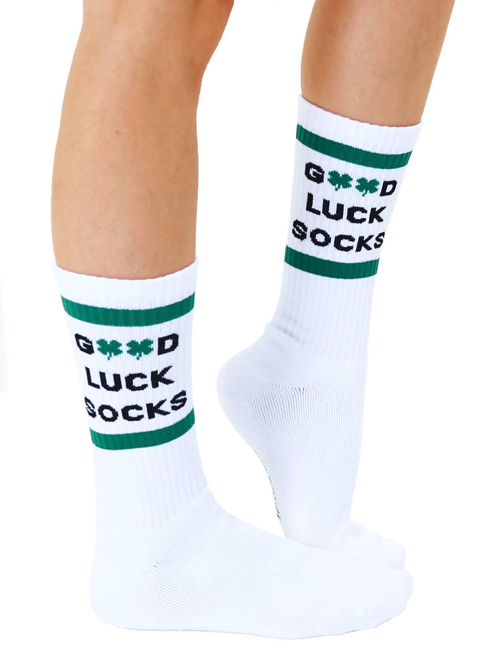 Good Luck ribbed crew socks in a cozy coastal boho unisex style