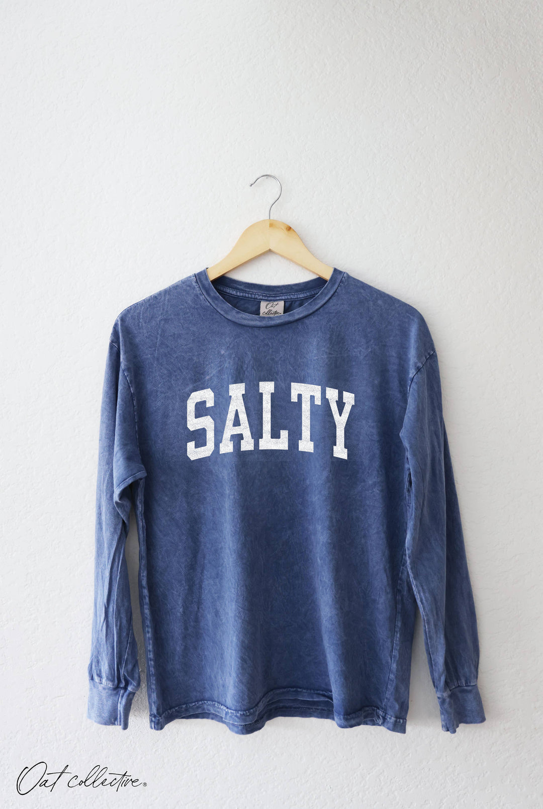 SALTY mineral washed long sleeve graphic tee in relaxed coastal boho style