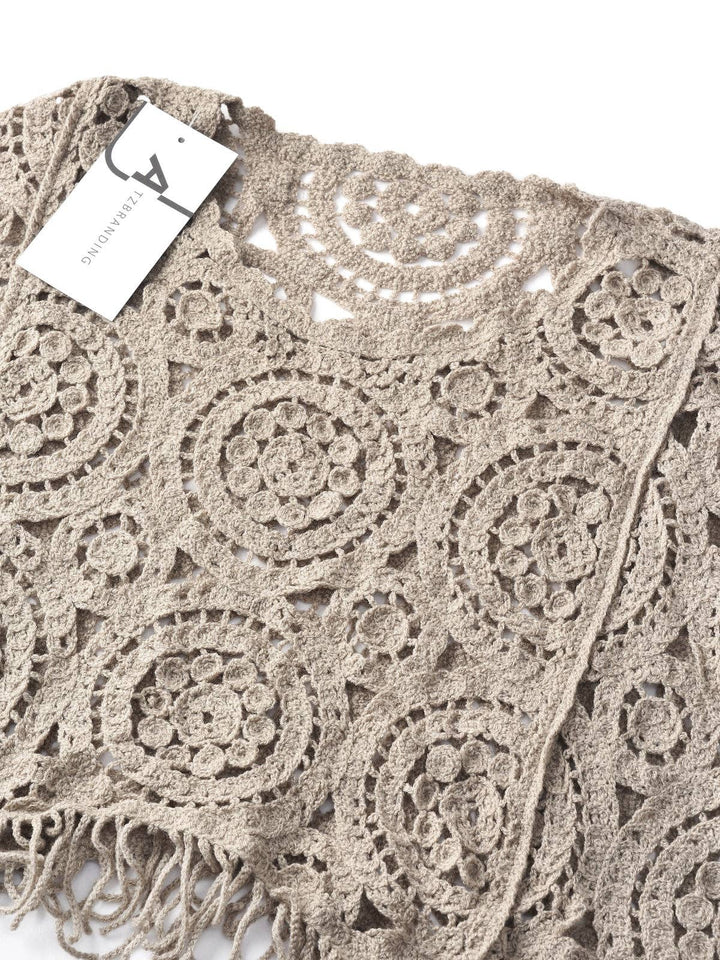 Vintage Hollow Knit Batwing Sweater in relaxed open knit coastal boho style