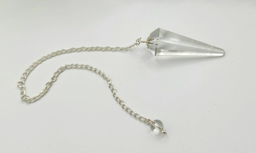 Clear Quartz Pendulum w/Silver Plated Chain Regular