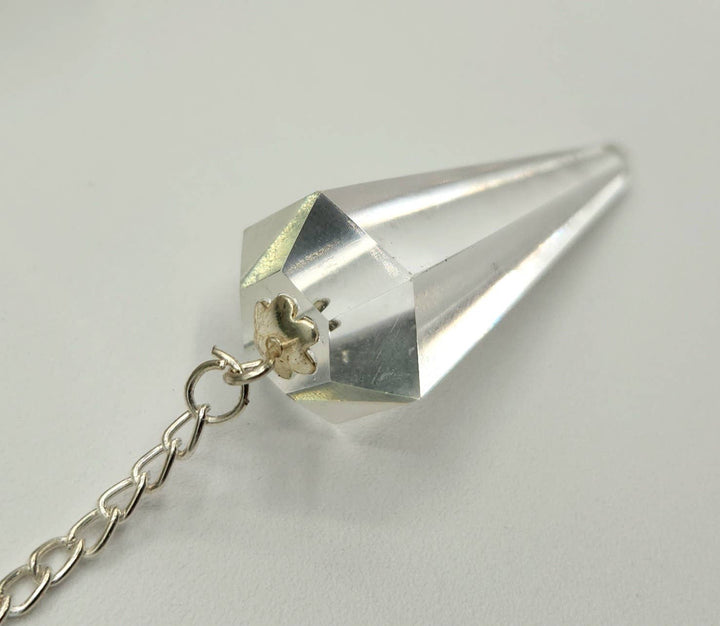 Clear Quartz Pendulum w/Silver Plated Chain Regular