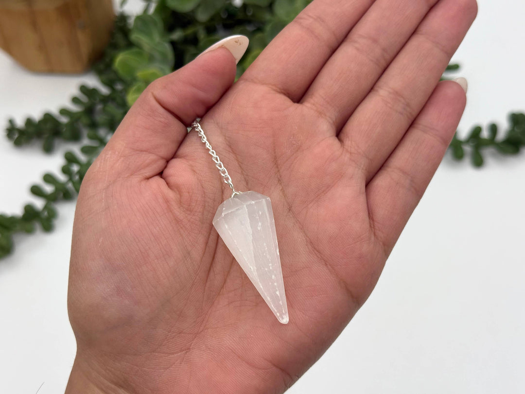 Selenite Pendulum w/Silver Plated Chain Regular