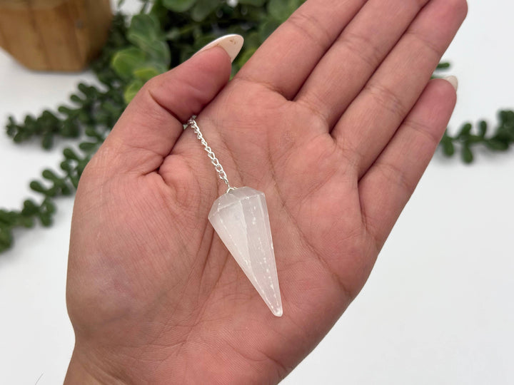 Selenite Pendulum w/Silver Plated Chain Regular