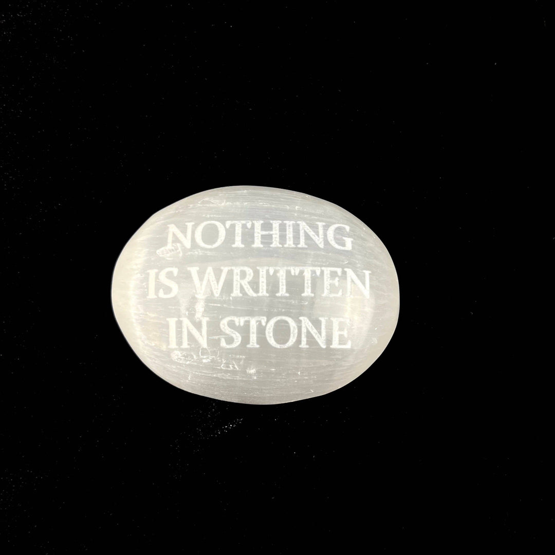 Humorous Selenite Palm Stones | Singles | (6-7cm): "Big Witch Energy" Regular