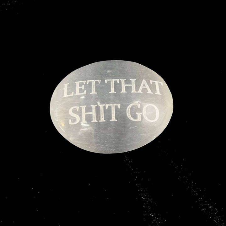 Humorous Selenite Palm Stones | Singles | (6-7cm): "Big Witch Energy" Regular