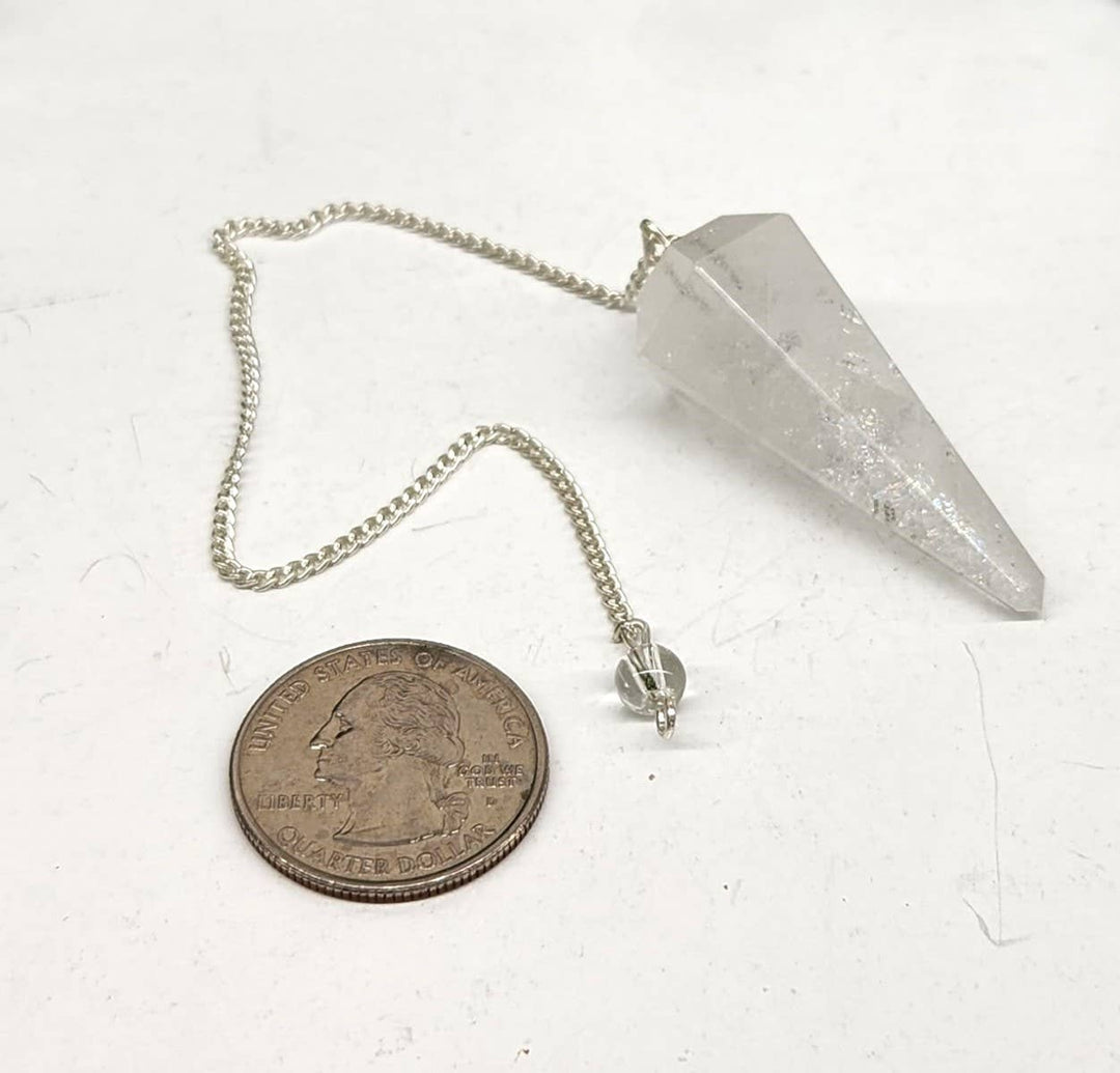Clear Quartz Pendulum w/Silver Plated Chain Regular