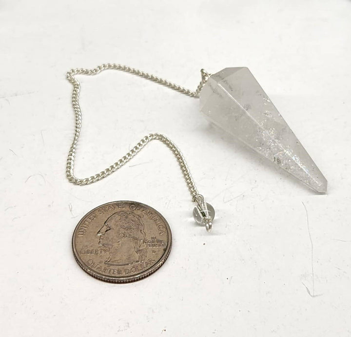 Clear Quartz Pendulum w/Silver Plated Chain Regular