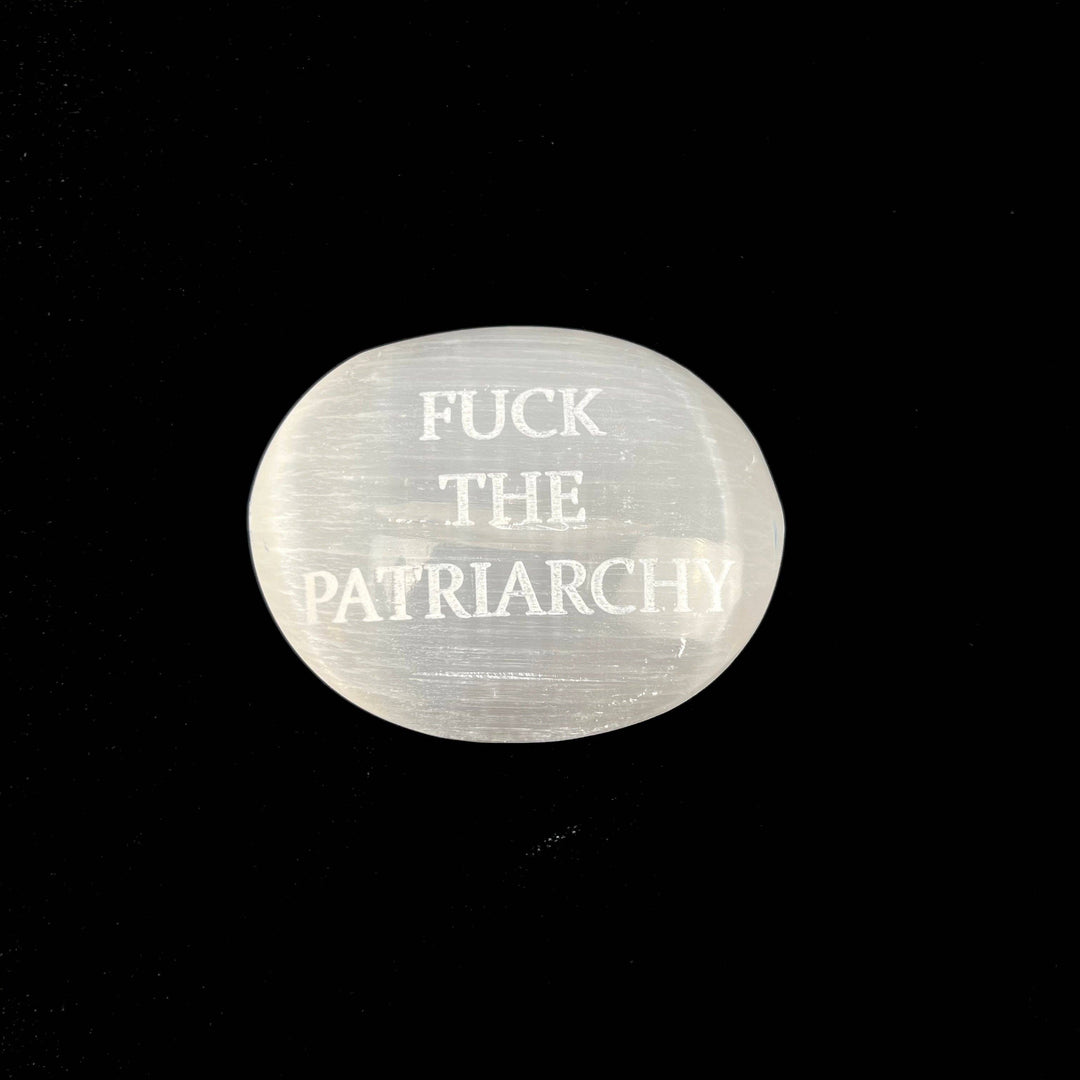 Humorous Selenite Palm Stones | Singles | (6-7cm): "Big Witch Energy" Regular