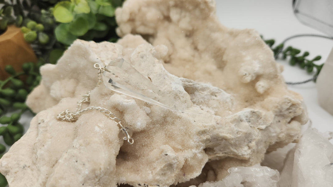 Clear Quartz Pendulum w/Silver Plated Chain Regular