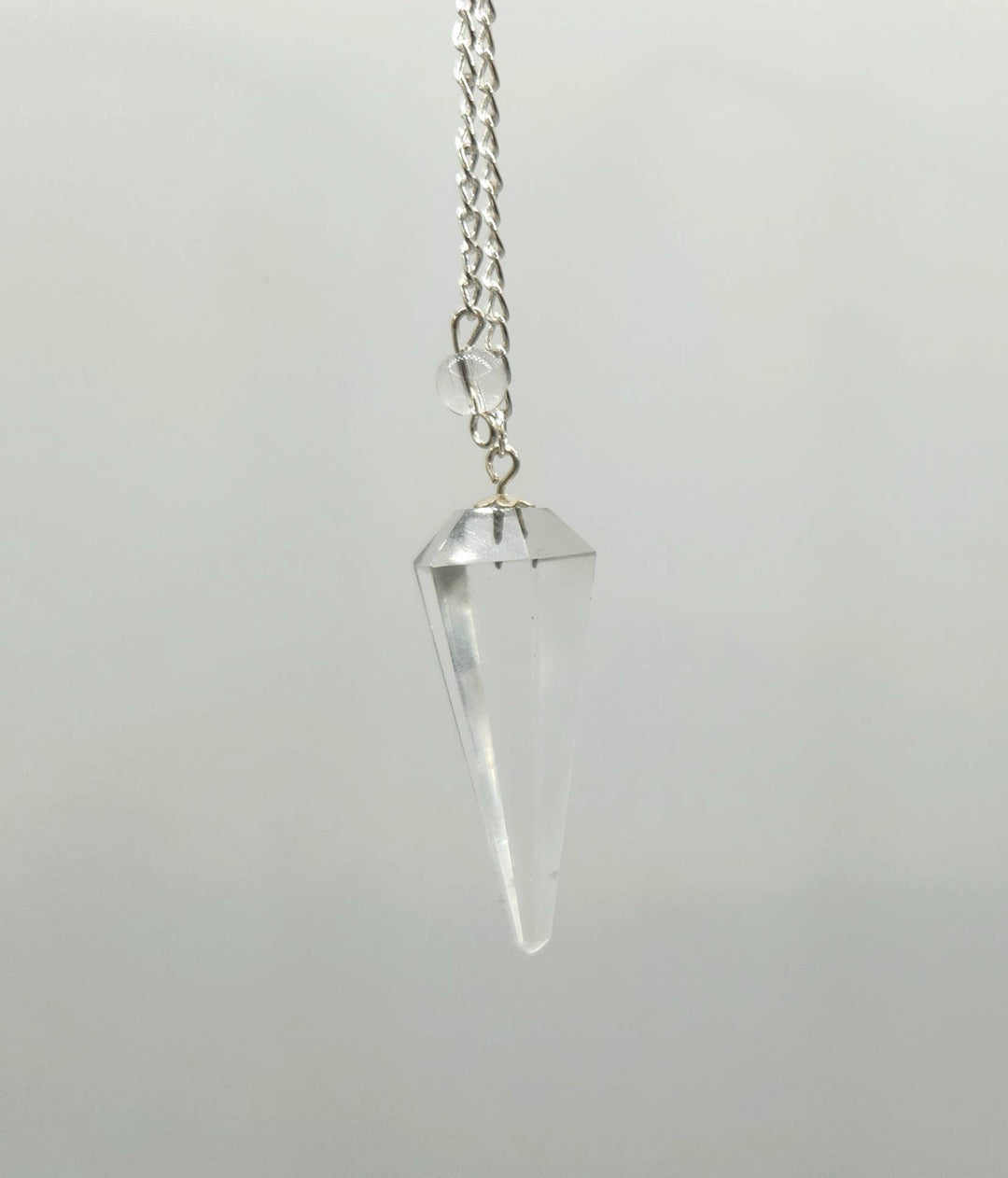 Clear Quartz Pendulum w/Silver Plated Chain Regular