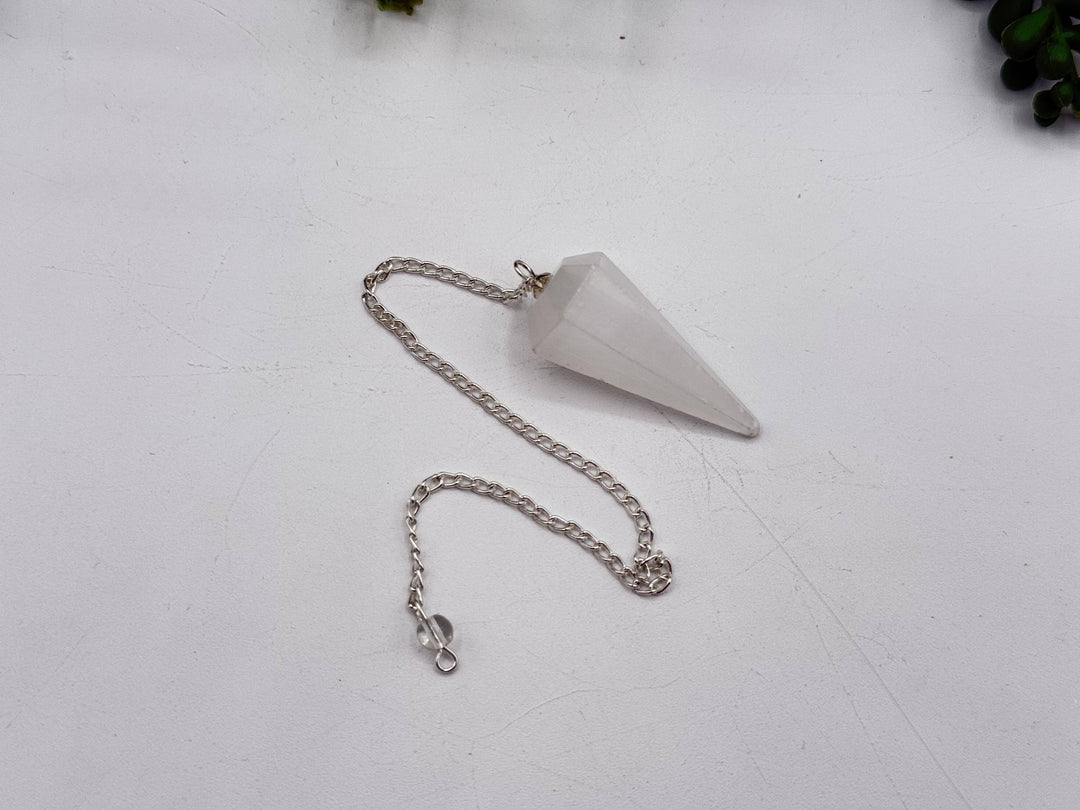 Selenite Pendulum w/Silver Plated Chain Regular