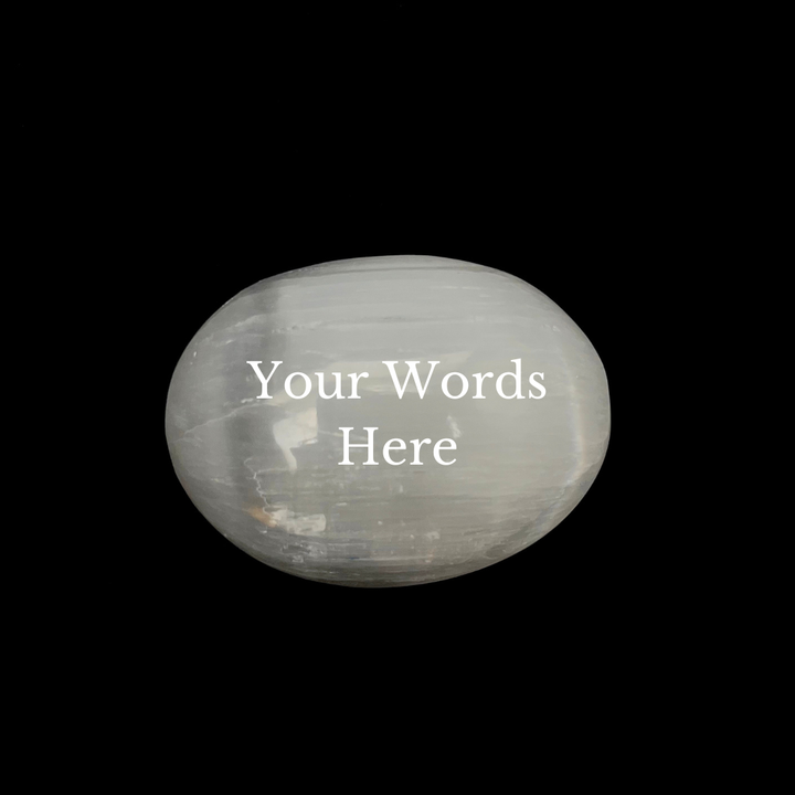 Humorous Selenite Palm Stones | Singles | (6-7cm): "Big Witch Energy" Regular