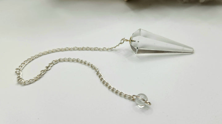 Clear Quartz Pendulum w/Silver Plated Chain Regular
