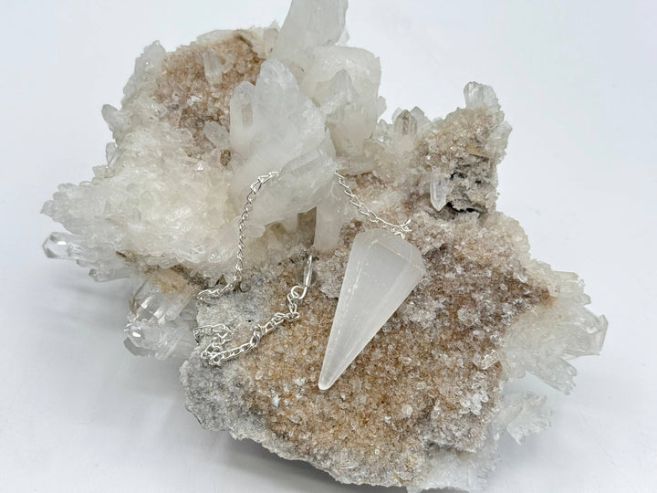 Selenite Pendulum w/Silver Plated Chain Regular