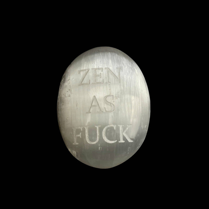 Humorous Selenite Palm Stones | Singles | (6-7cm): "Big Witch Energy" Regular