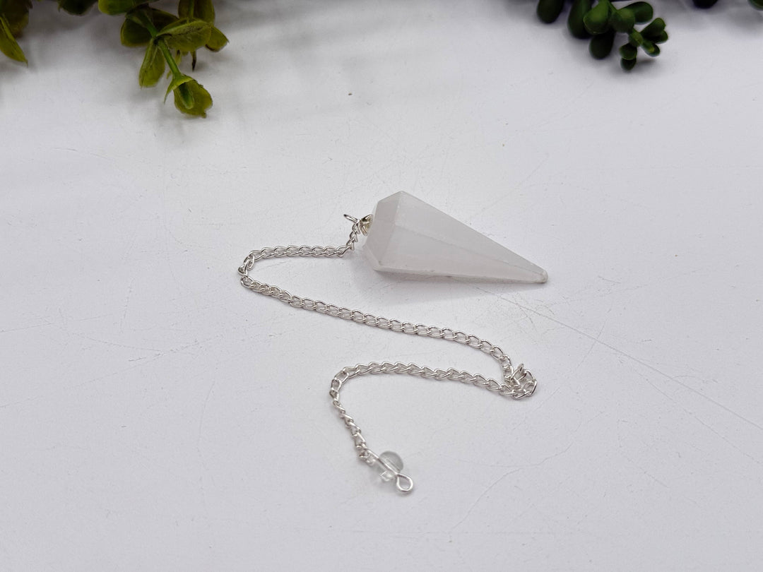Selenite Pendulum w/Silver Plated Chain